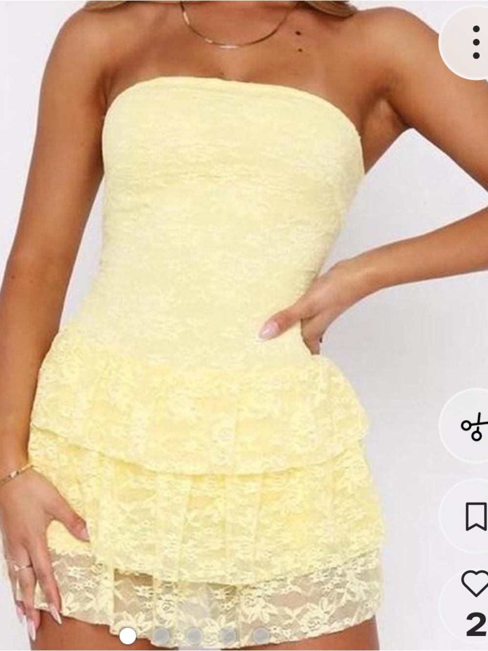White Fox New Idea Strapless Lace Mini Dress Lemon Yellow Size XS